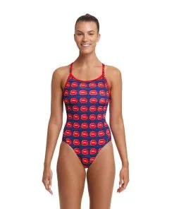 Funkita Ladies Diamond Back One Piece Lip Service -Swimming Race Suits Shop FS11L LIP SERVICE 012