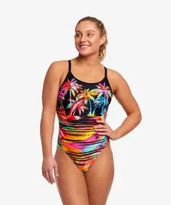 Funkita Ladies Diamond Back One Piece Sunset City -Swimming Race Suits Shop FS11L SUNSET CITY 22