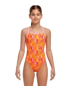 Funkita Girls Single Strap One Piece Orange Crush