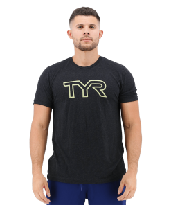 TYR Men's Big Outline Logo Charcoal/Olive T-Shirt