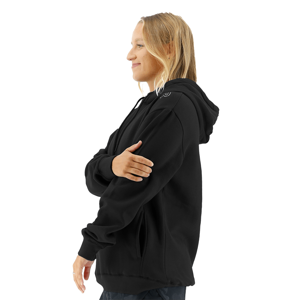 TYR Womens Outline Logo Hoodie Black/Silver 3 TYR Womens Outline Logo Hoodie Black/Silver - Image 3