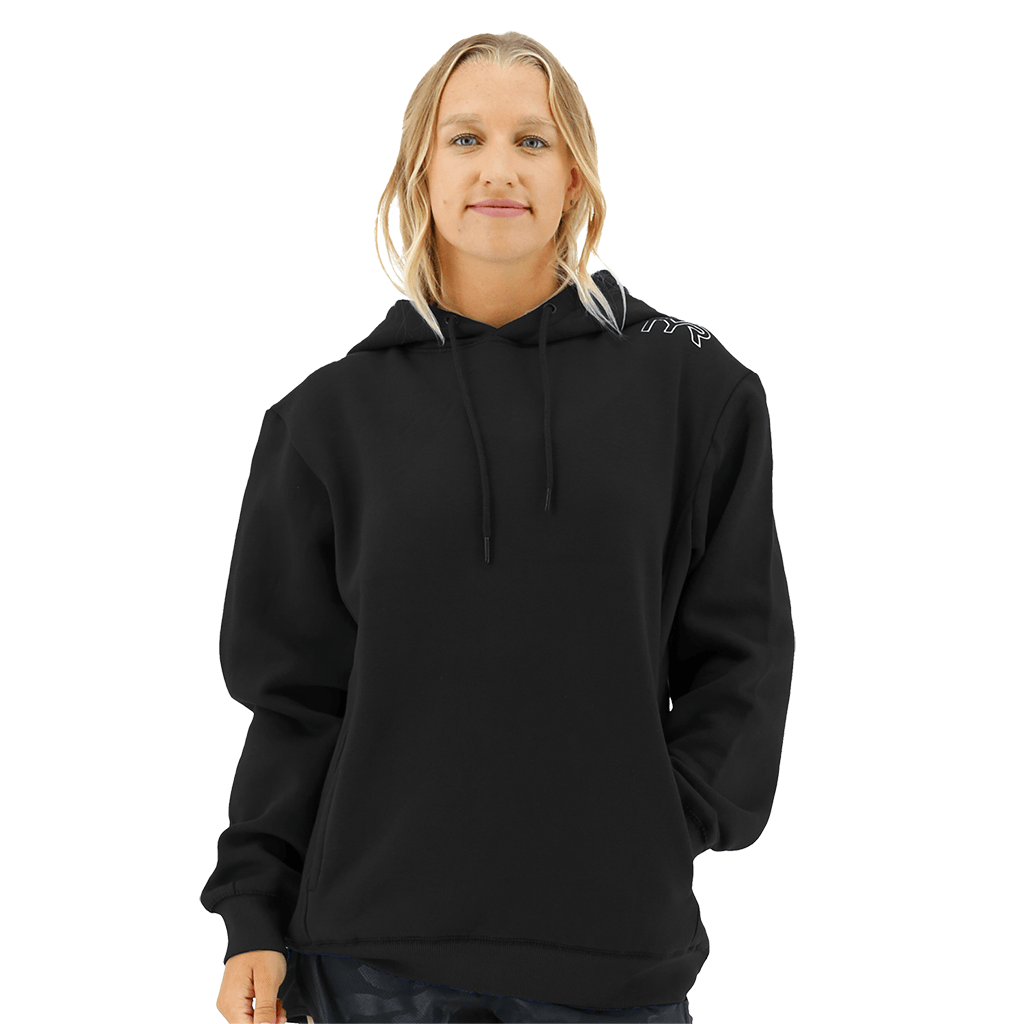 TYR Womens Outline Logo Hoodie Black/Silver 1 TYR Womens Outline Logo Hoodie Black/Silver