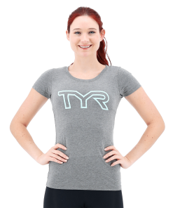 TYR Womens Grey/Mint Big Outline T-Shirt