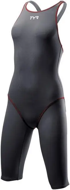 TYR Thresher Grey/Red Open Back Knee Race Suit 1 TYR Thresher Grey/Red Open Back Knee Race Suit