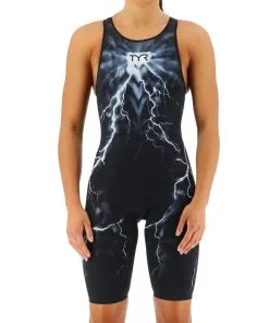 TYR Womens Venzo Phantom Oblivion Black Open Back Race Suit